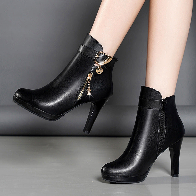 Women Stiletto Heel Ankle Boots Pointed Toe PU Fashion Boots