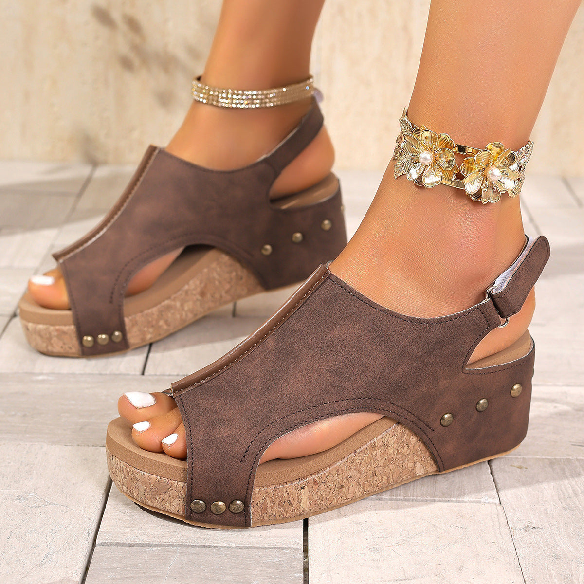 Womens Fashion Wedge Peep Toe Sandals