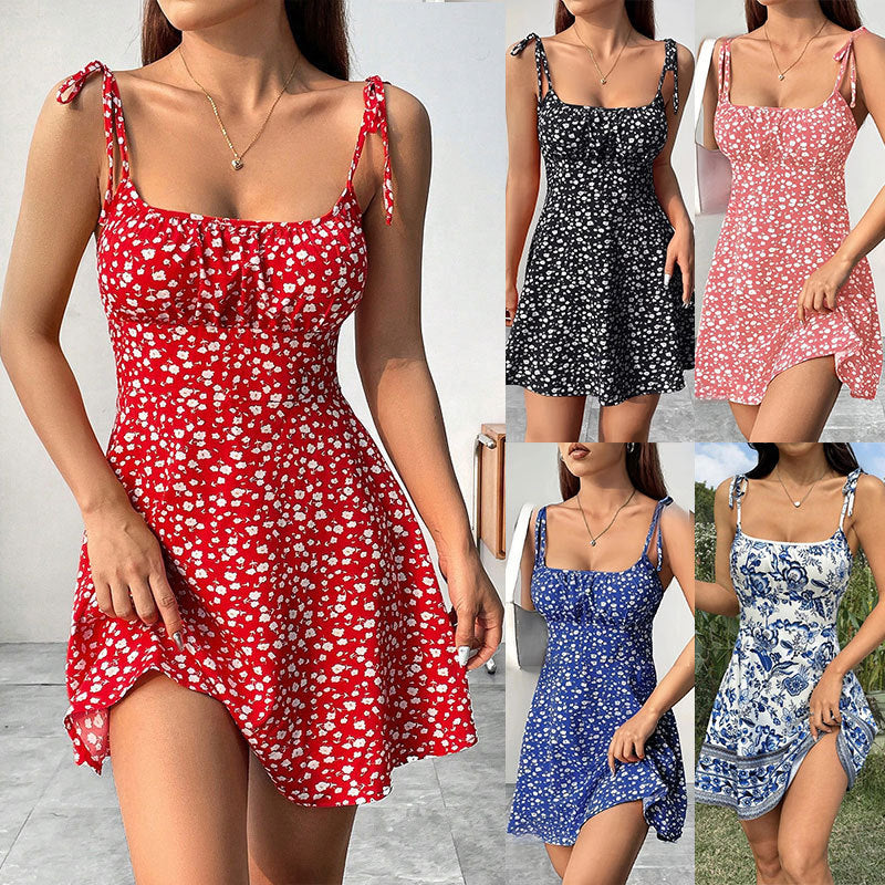 Summer Floral Strap Mini Dress