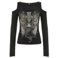 Womens Asymmetrical Off-Shoulder Long Sleeve T-Shirt