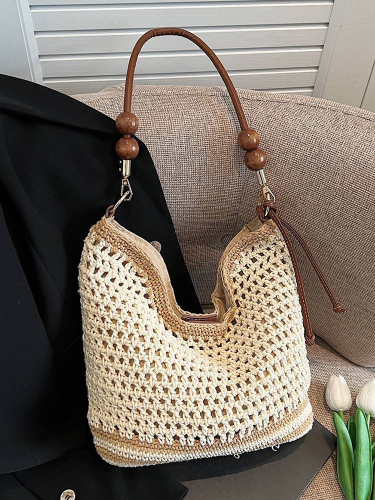 Hollow Woven Tote Bag Large Capacity Casual Shoulder Bag