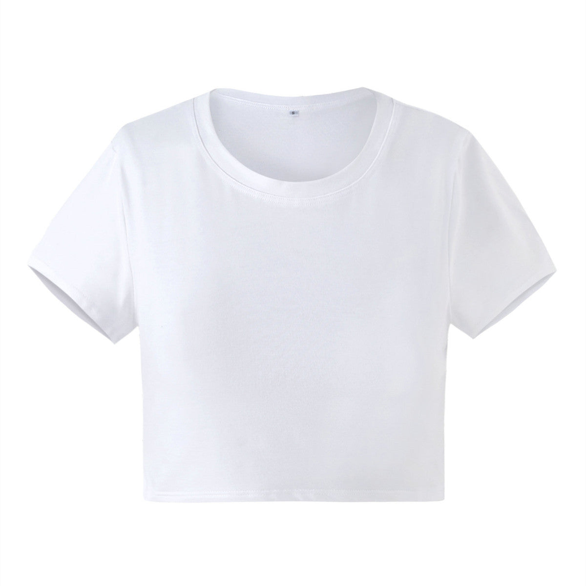 Womens Crop Top Color Block T-Shirt