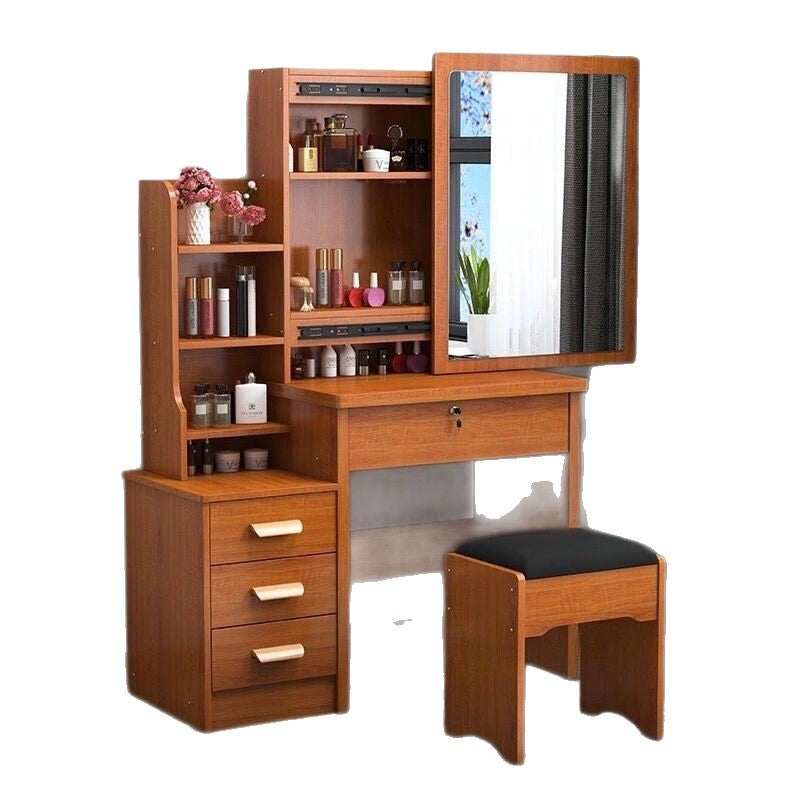 Lockable Mirror Dressing Table with Stool