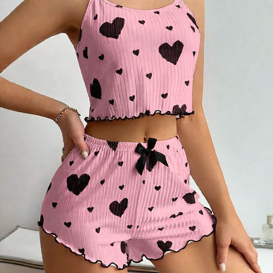Ribbed Camisole and Shorts Sleepwear Set