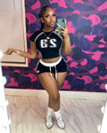 Contrast Print Short Sleeve Shorts