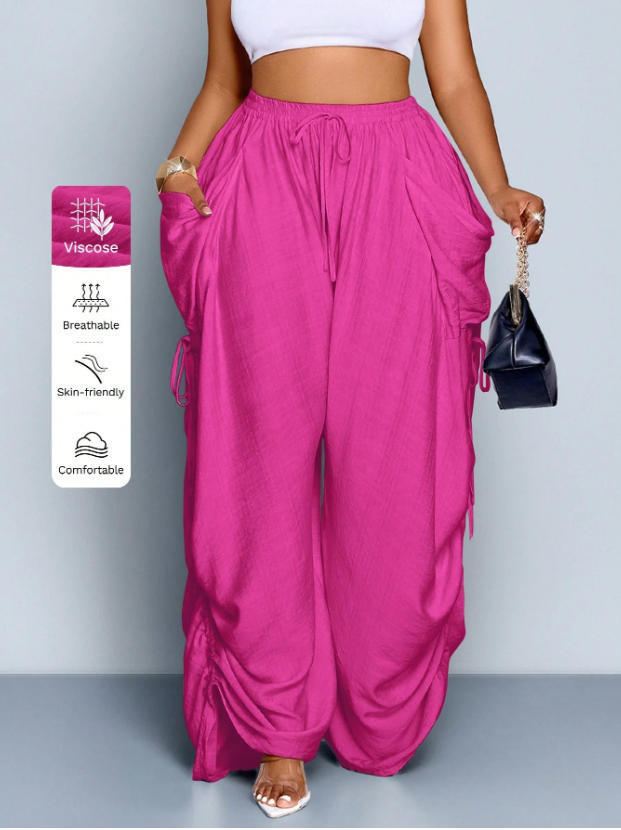 Women's High-Waist Linen Drawstring Pants
