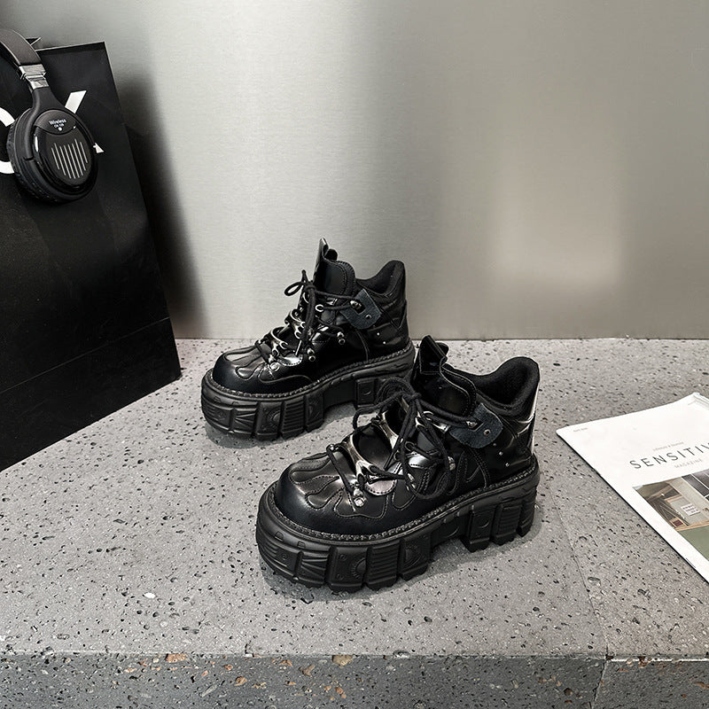 Punk-style platform wedge heels