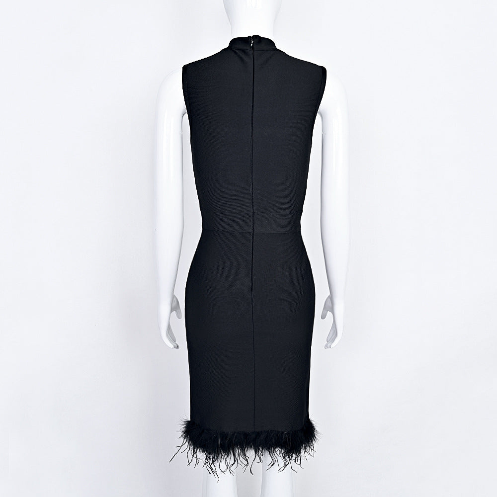Feather dress studded with diamonds