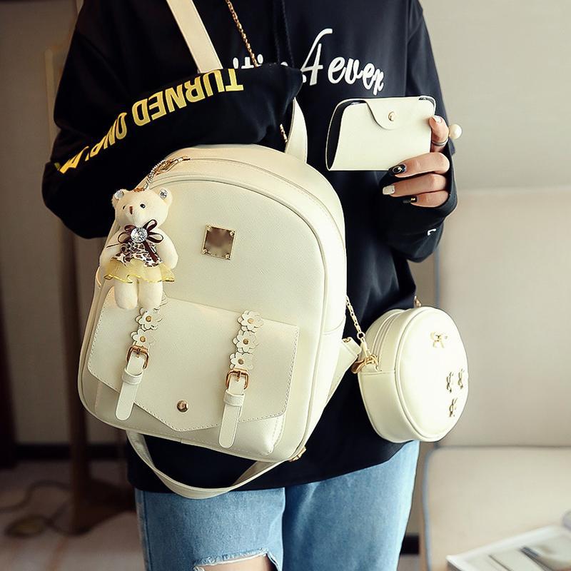 Floral PU Three-Piece Backpack Set