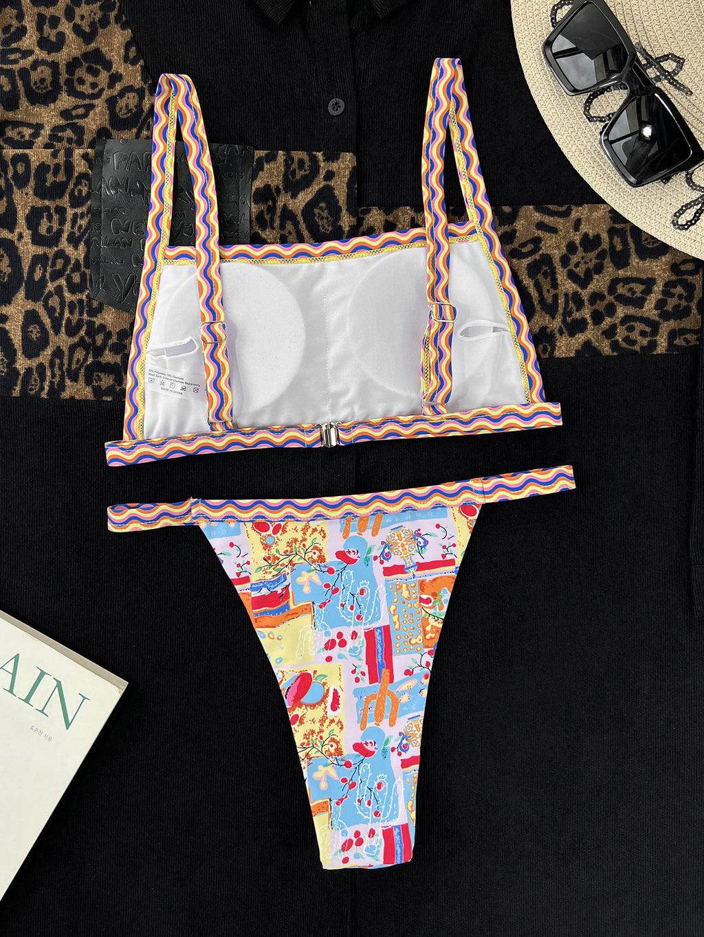 Womens Ethnic Print Bikini Swimsuit