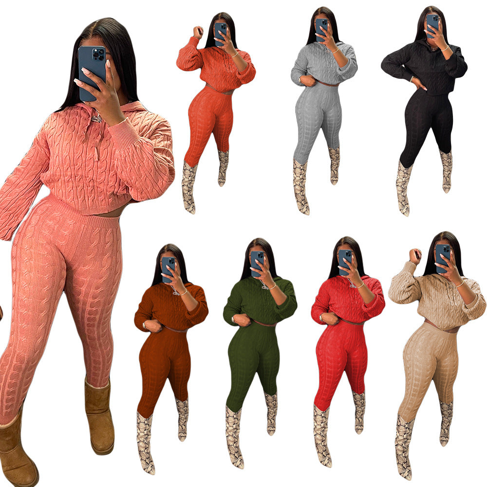Elastic Solid Anti-Pilling Knitwear Sweater Set