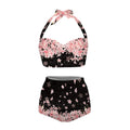 Jndtueit Cherry Blossoms Bikini Top High Waisted Bottom Sakura Flower Women Bathing Suits 2 Piece Swimsuits Pink Floral Bathing Suit Swim Top