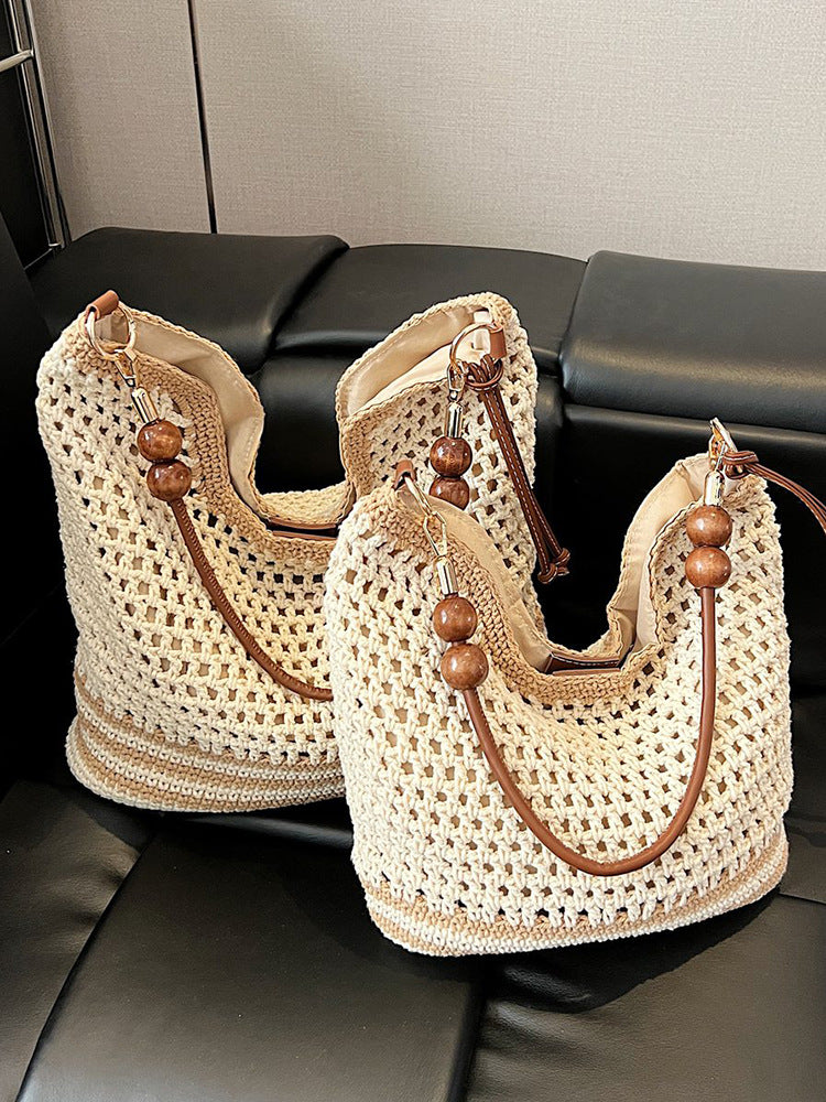 Hollow Woven Tote Bag Large Capacity Casual Shoulder Bag