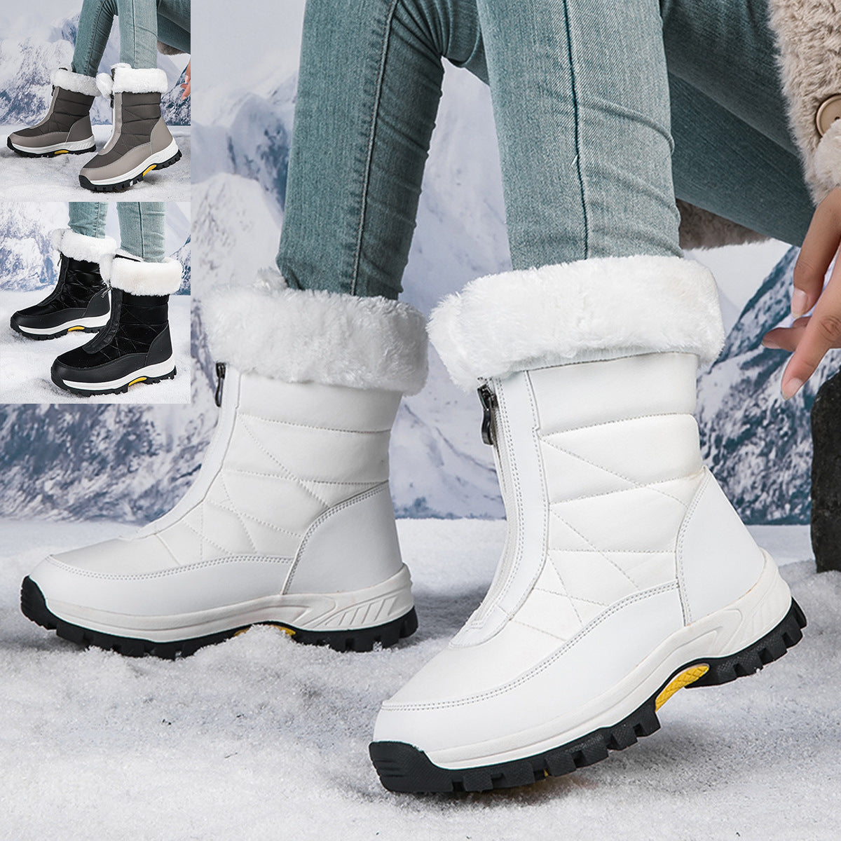 Women Fleece Lined Snow Boots Anti Slip Winter Warm Outdoor Boots