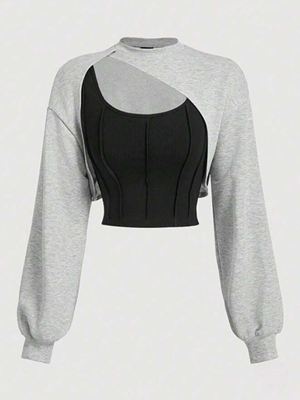 Long-sleeve tunic and fitted vest