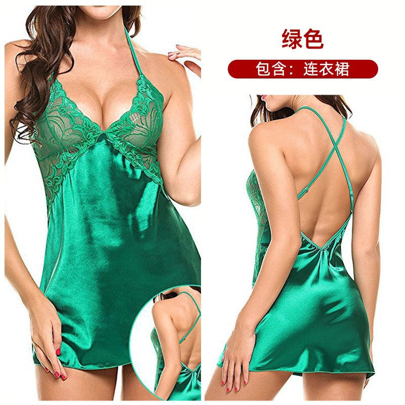 Ice-silk back-crossing nightgown