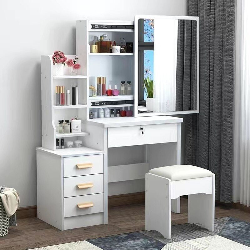 Lockable Mirror Dressing Table with Stool
