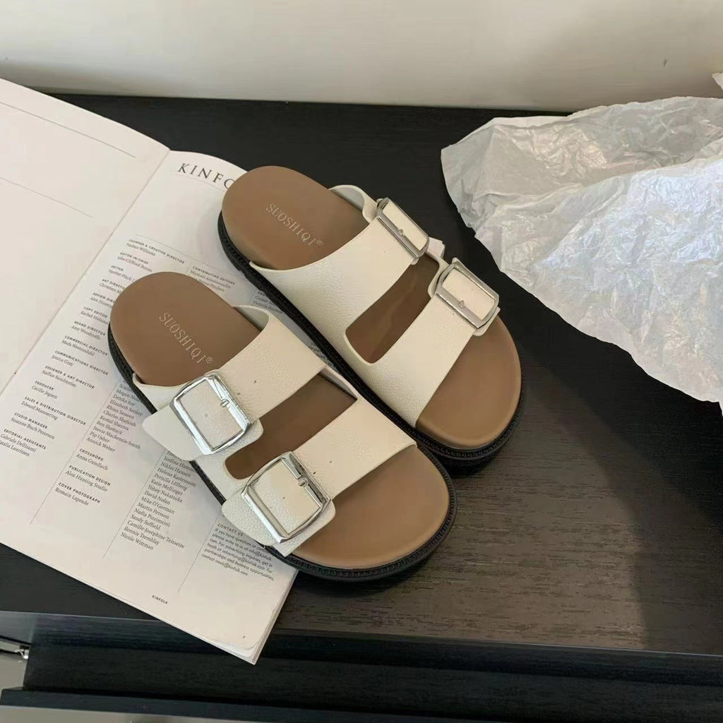 Womens Thick Sole Buckle Sandals