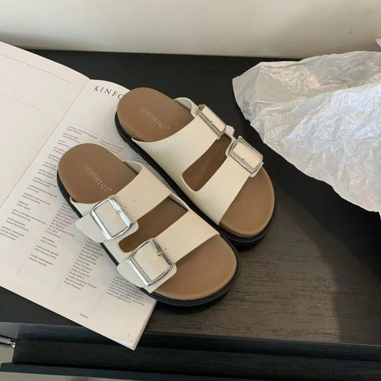 Womens Thick Sole Buckle Sandals