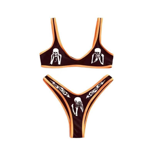 Fashion Pit-Printed Bikini Swimwear