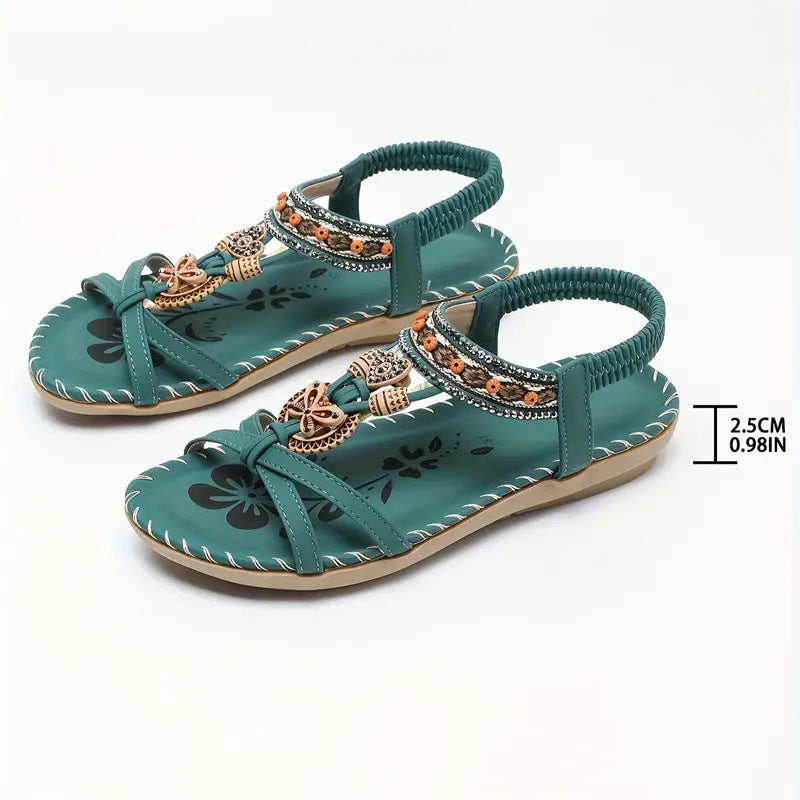women's flat shoes with handcrafted wooden buttons, bowknots, and rhinestones