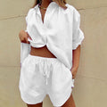 Womens Summer Short Sleeve Shirt and Shorts Set