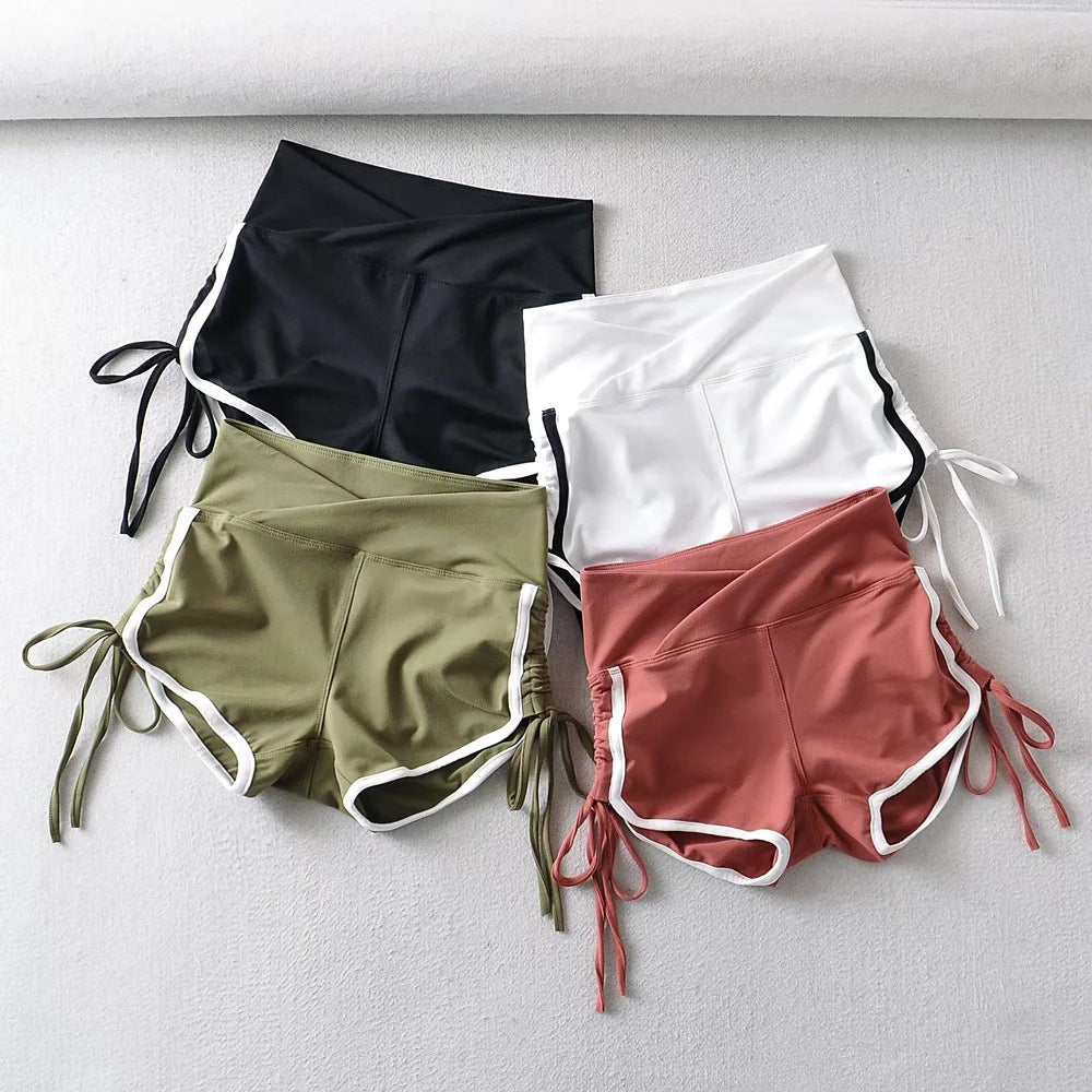 Womens Contrast Trim High Waist Shorts