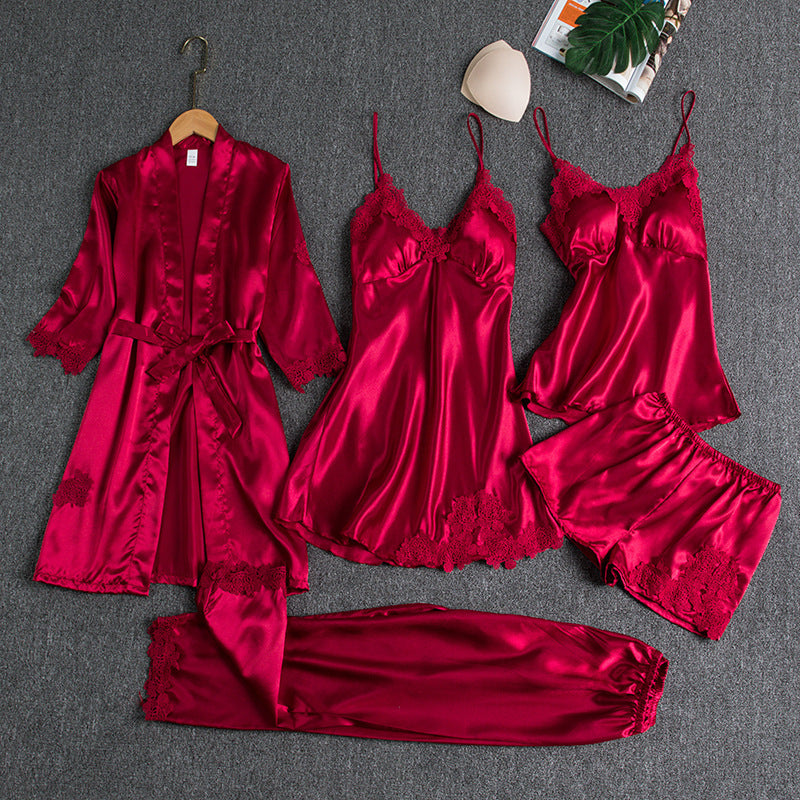 Sleepwear woman summer ice silk sexy and hot bathrobe