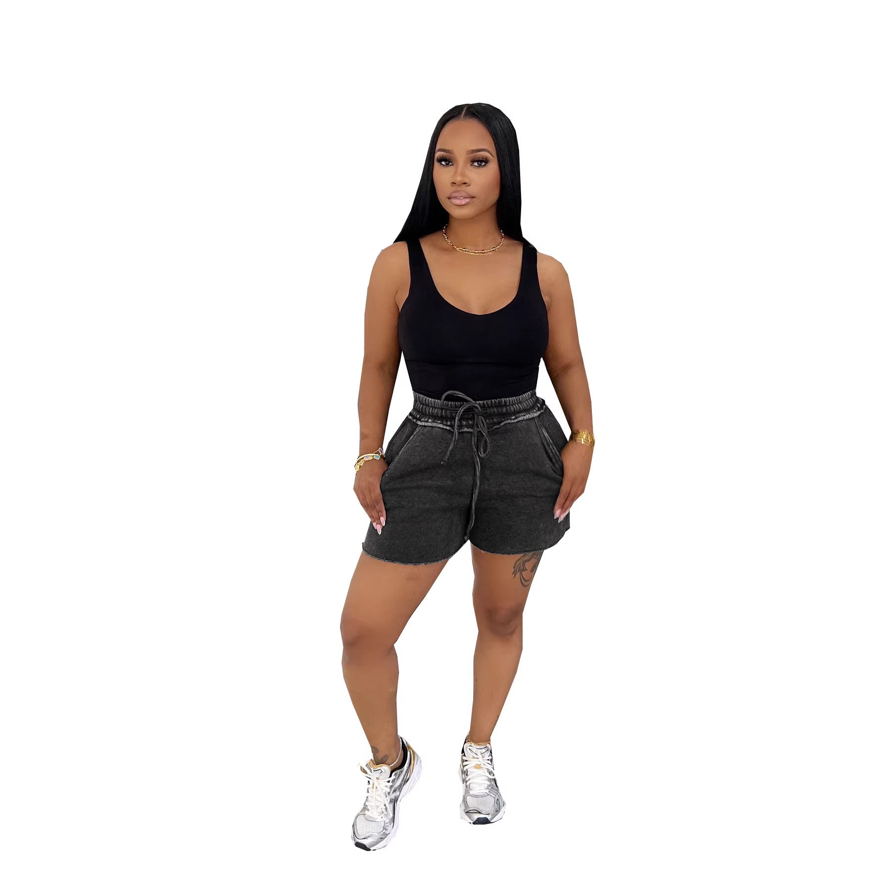 Women Sleeveless Backless Top and Shorts