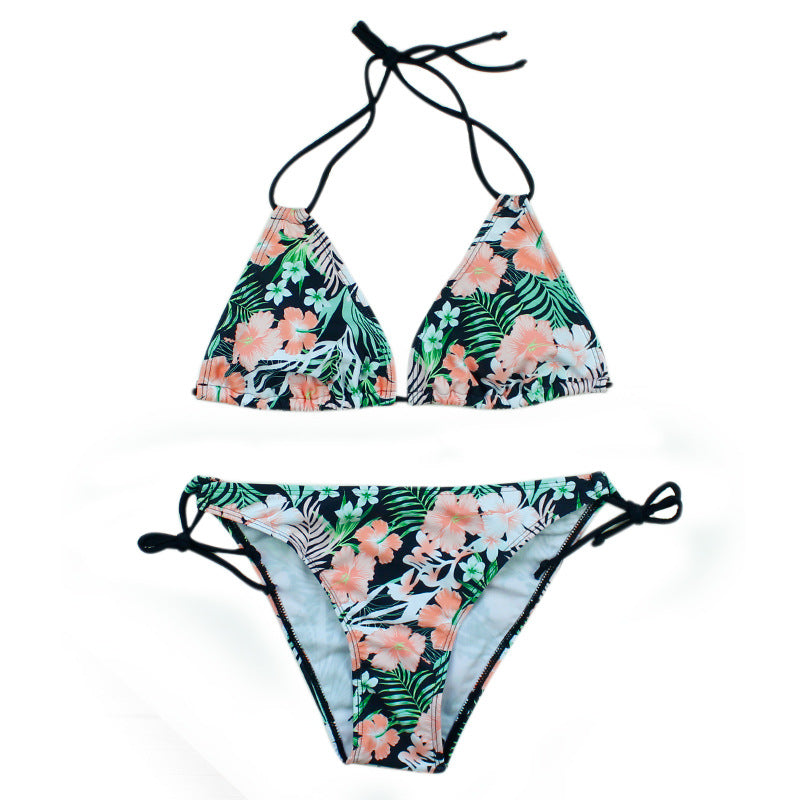 Printed Halter Neck Bikini Swimsuit