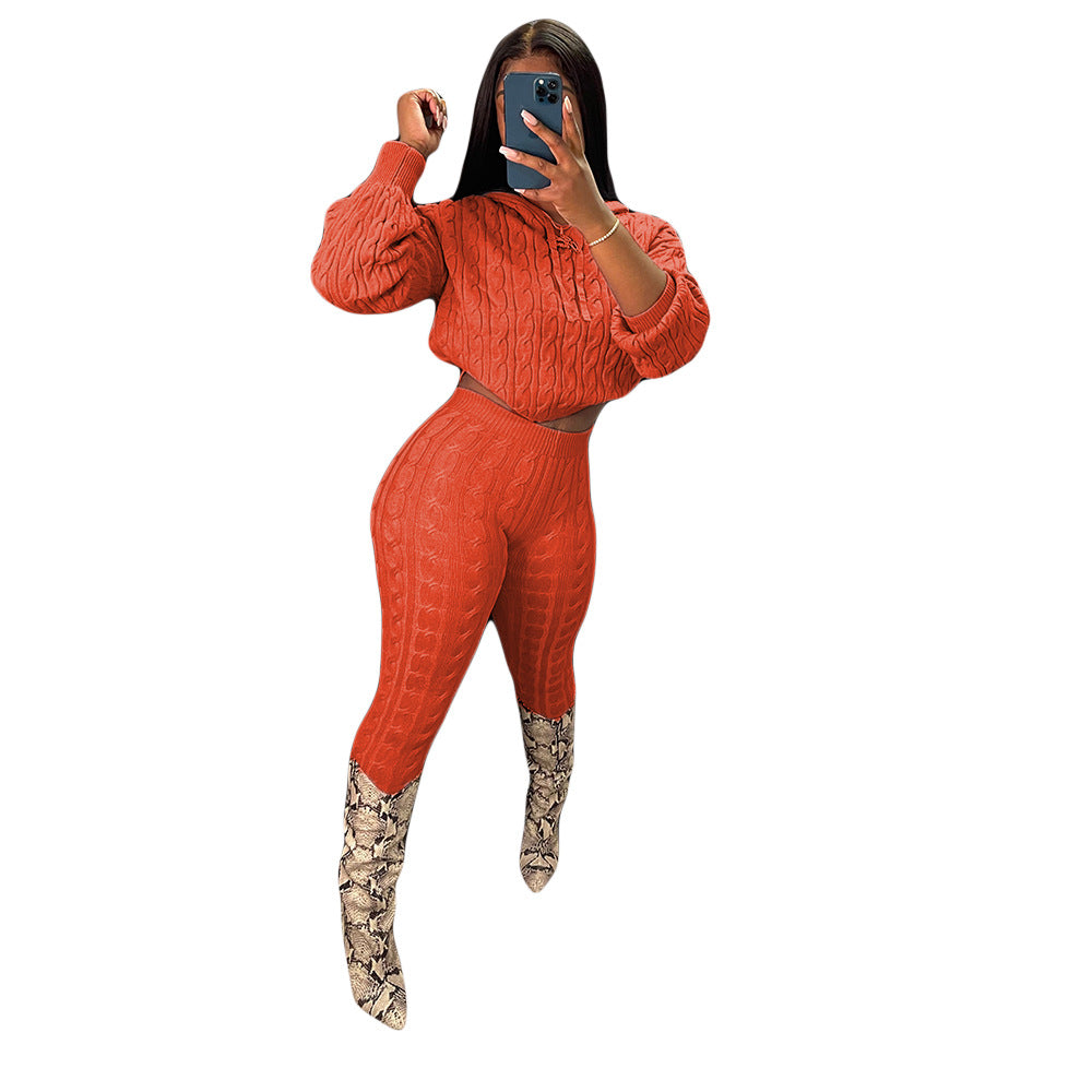 Elastic Solid Anti-Pilling Knitwear Sweater Set