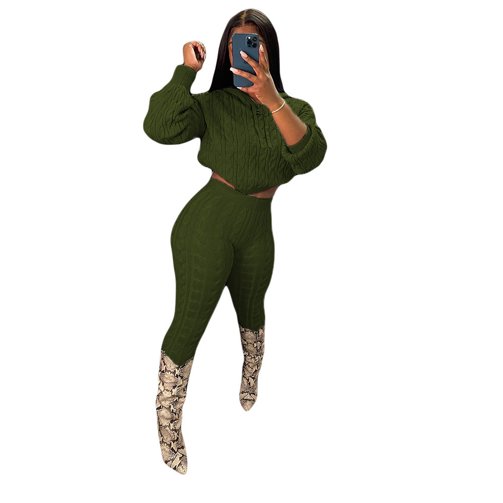 Elastic Solid Anti-Pilling Knitwear Sweater Set