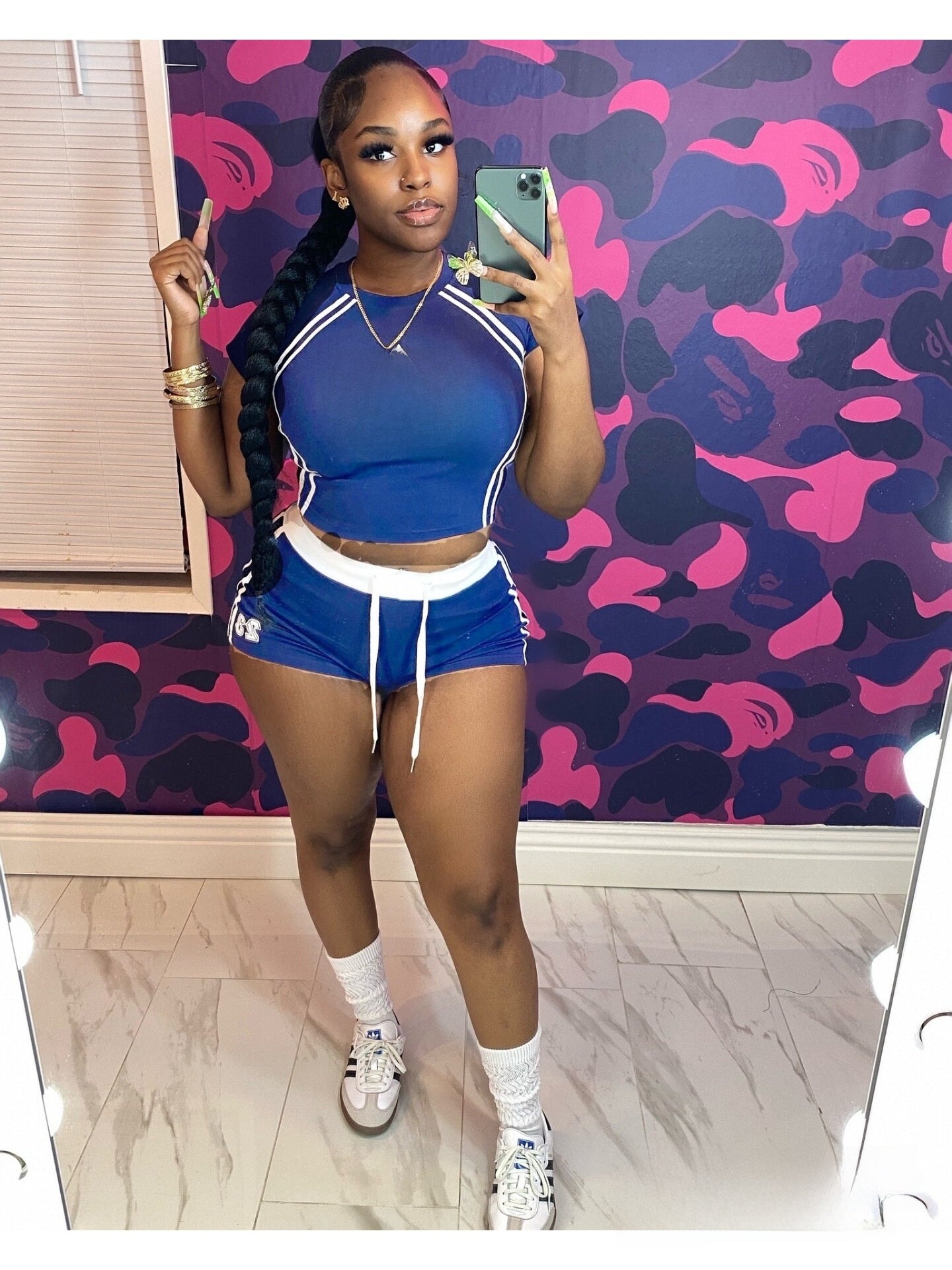 Contrast Print Short Sleeve Shorts