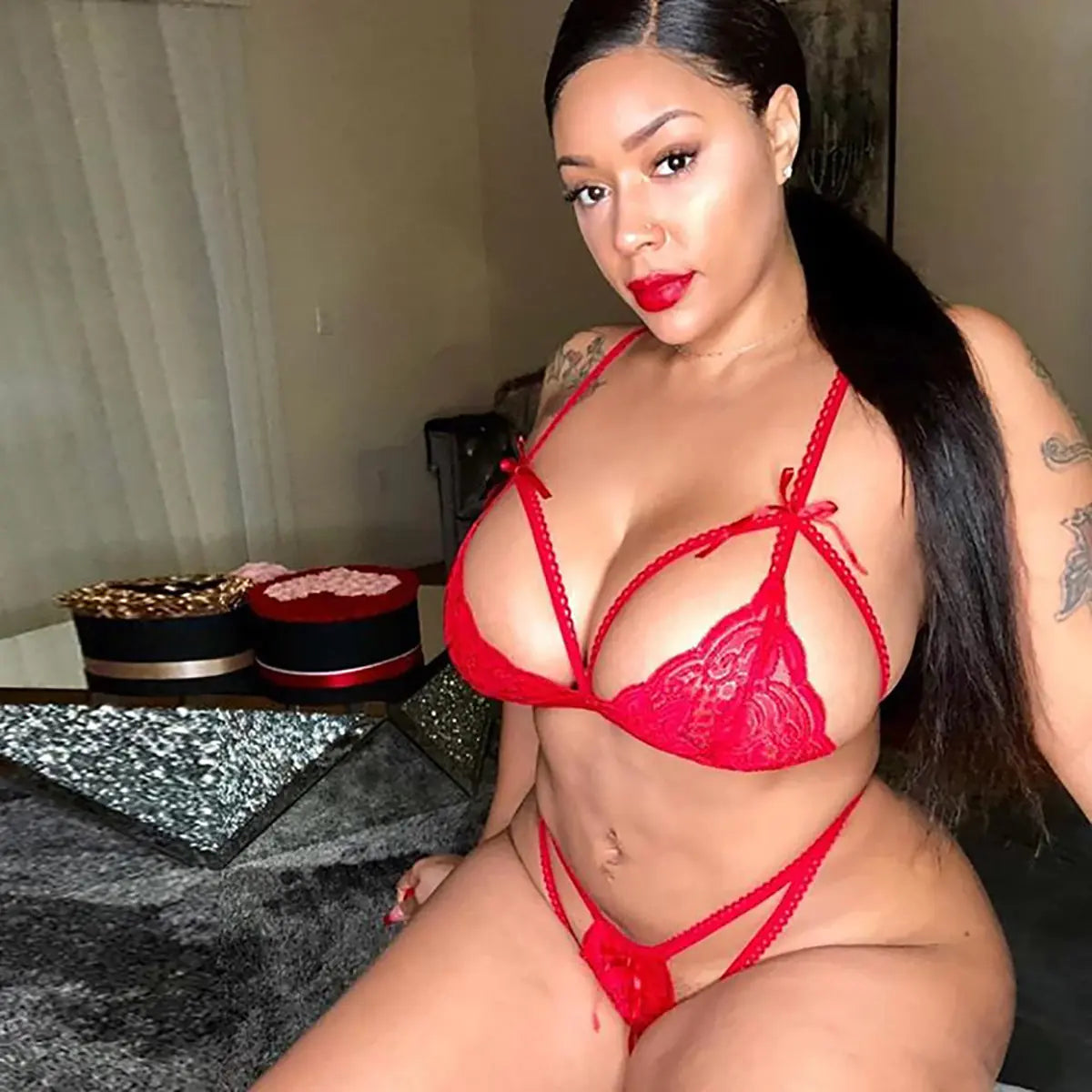 Lace Dress and Lingerie Set with Doll Robe and Bra