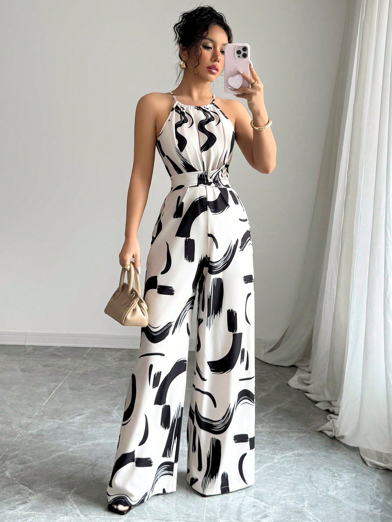 Women's Halter Neck Wide Leg Jumpsuit