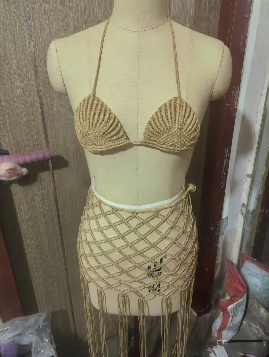 Bohemian Crochet Halter Top and Skirt