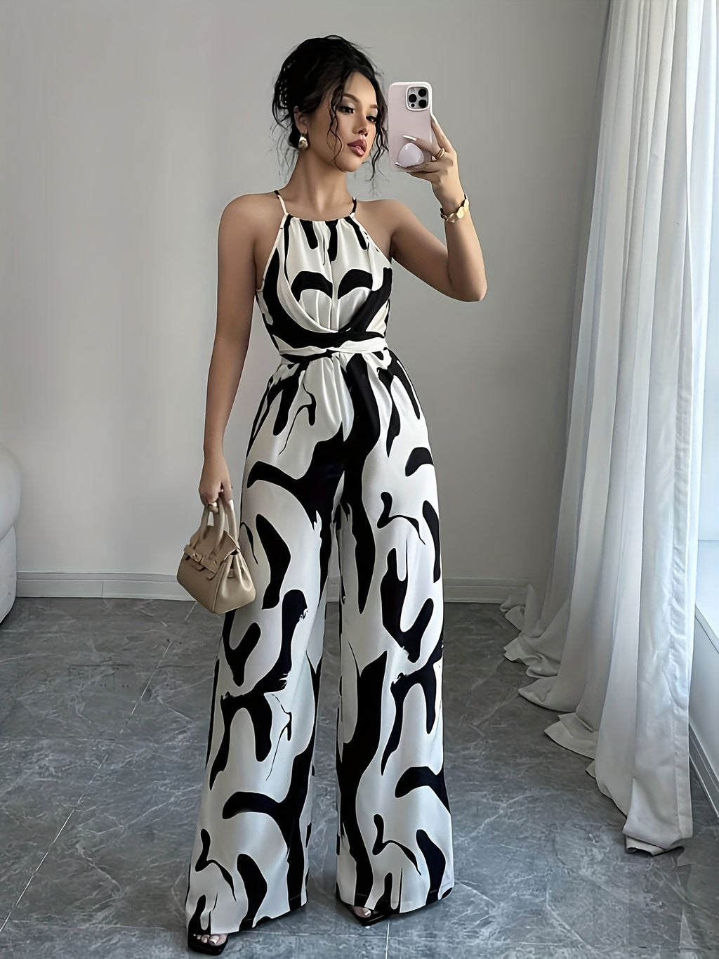 Women's Halter Neck Wide Leg Jumpsuit