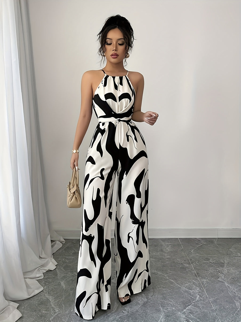 Women's Halter Neck Wide Leg Jumpsuit