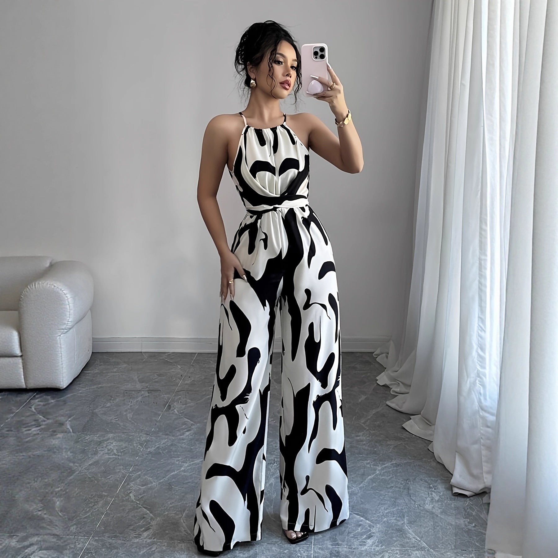 Women's Halter Neck Wide Leg Jumpsuit