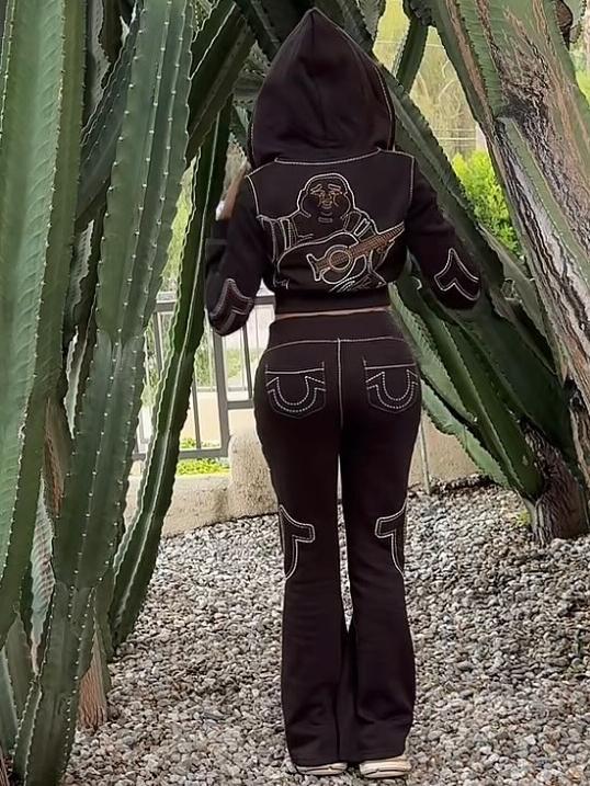 Embroidered Sweatshirt Sports Suit