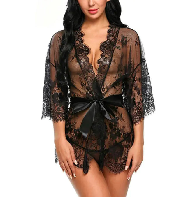 bre New Women's Sexy Lace Kimono Lingerie Set