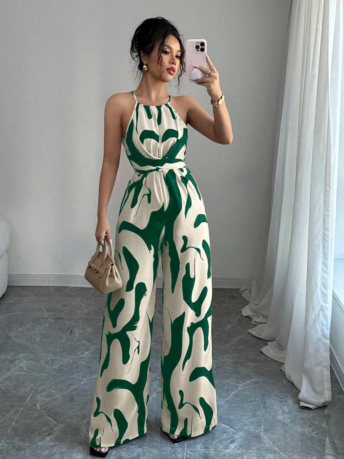 Women's Halter Neck Wide Leg Jumpsuit