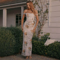 Retro Botanical Print Bodycon Dress