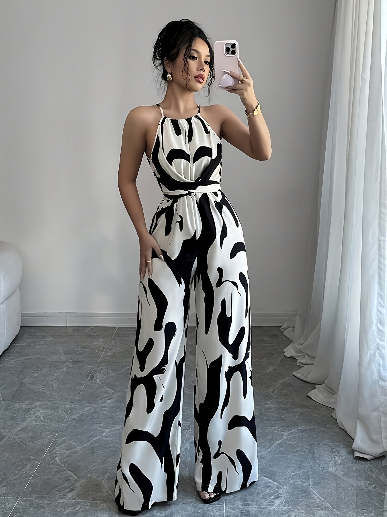 Women's Halter Neck Wide Leg Jumpsuit