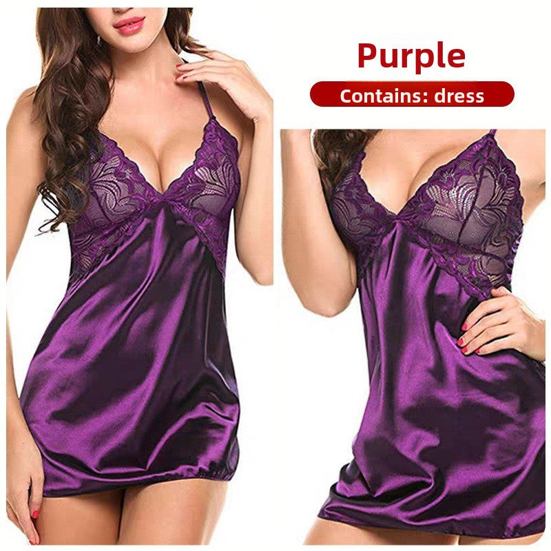 Ice-silk back-crossing nightgown