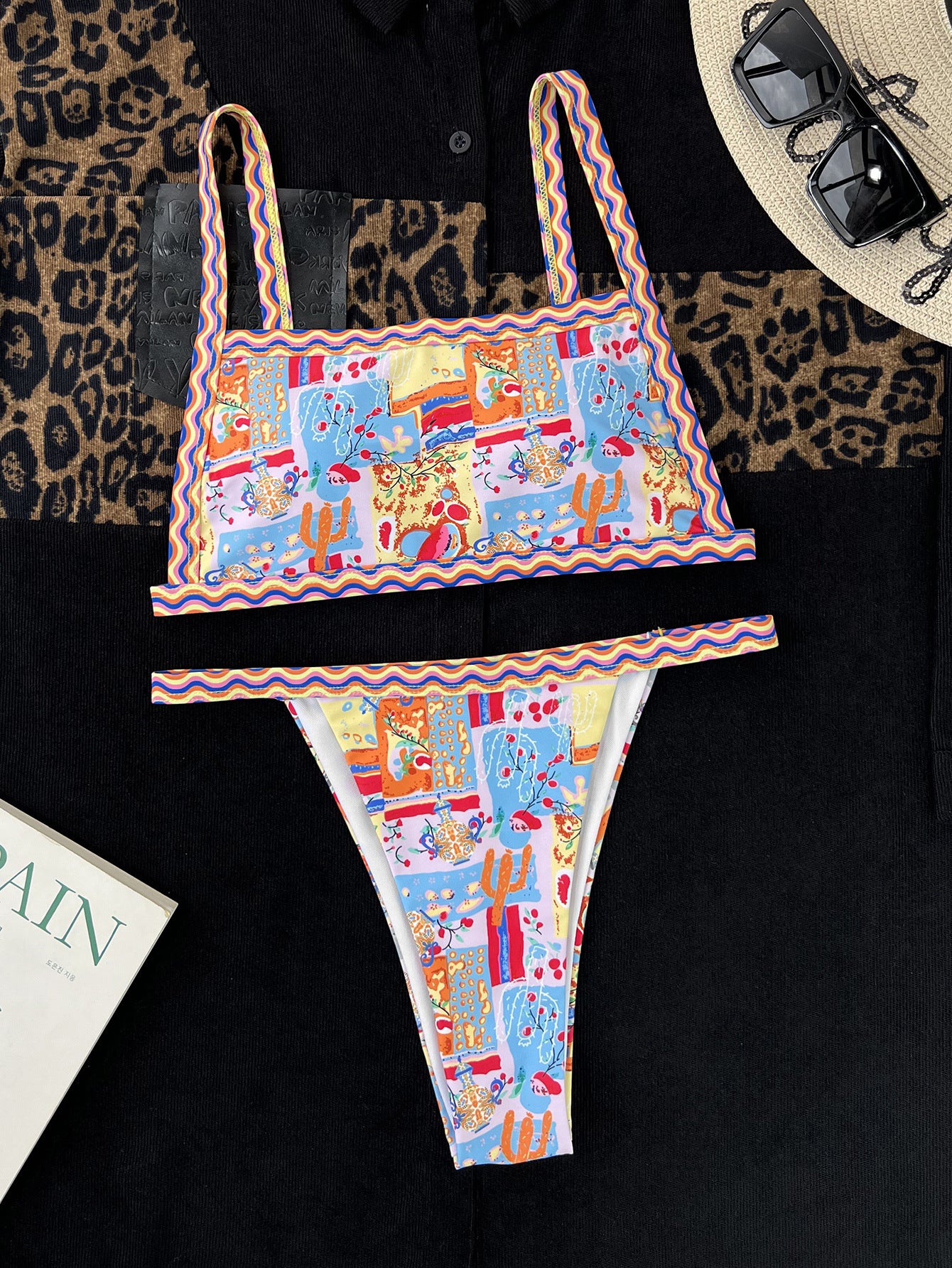 Womens Ethnic Print Bikini Swimsuit