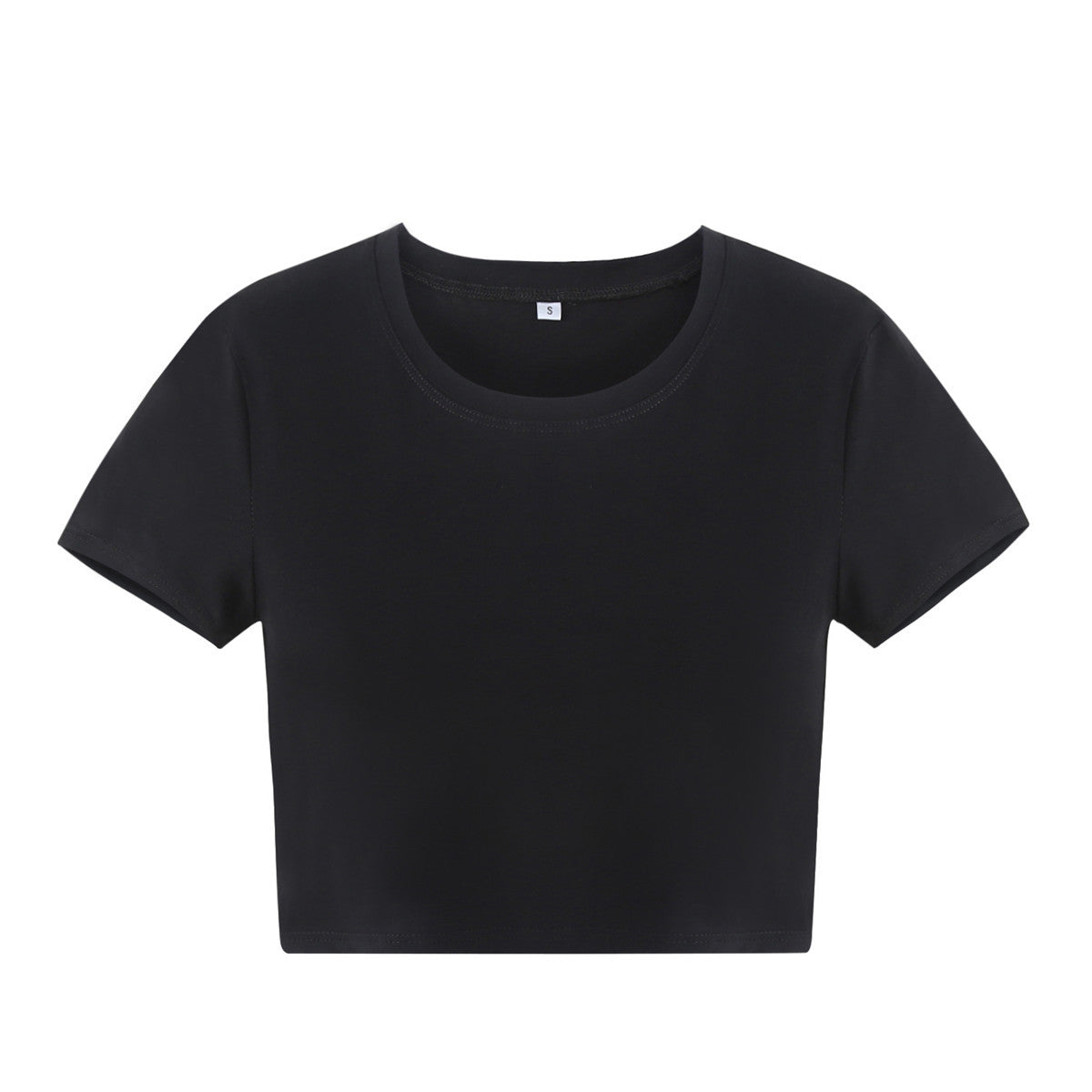 Womens Crop Top Color Block T-Shirt