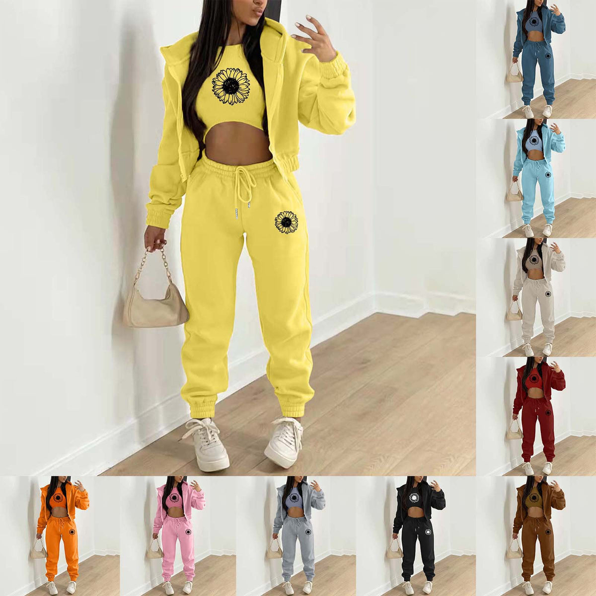 Womens Fleece Lined Hoodie Letter Print Sports Leisure Suit