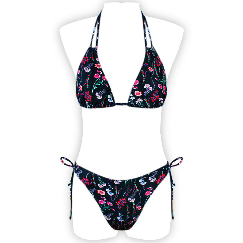 Printed Halter Neck Bikini Swimsuit