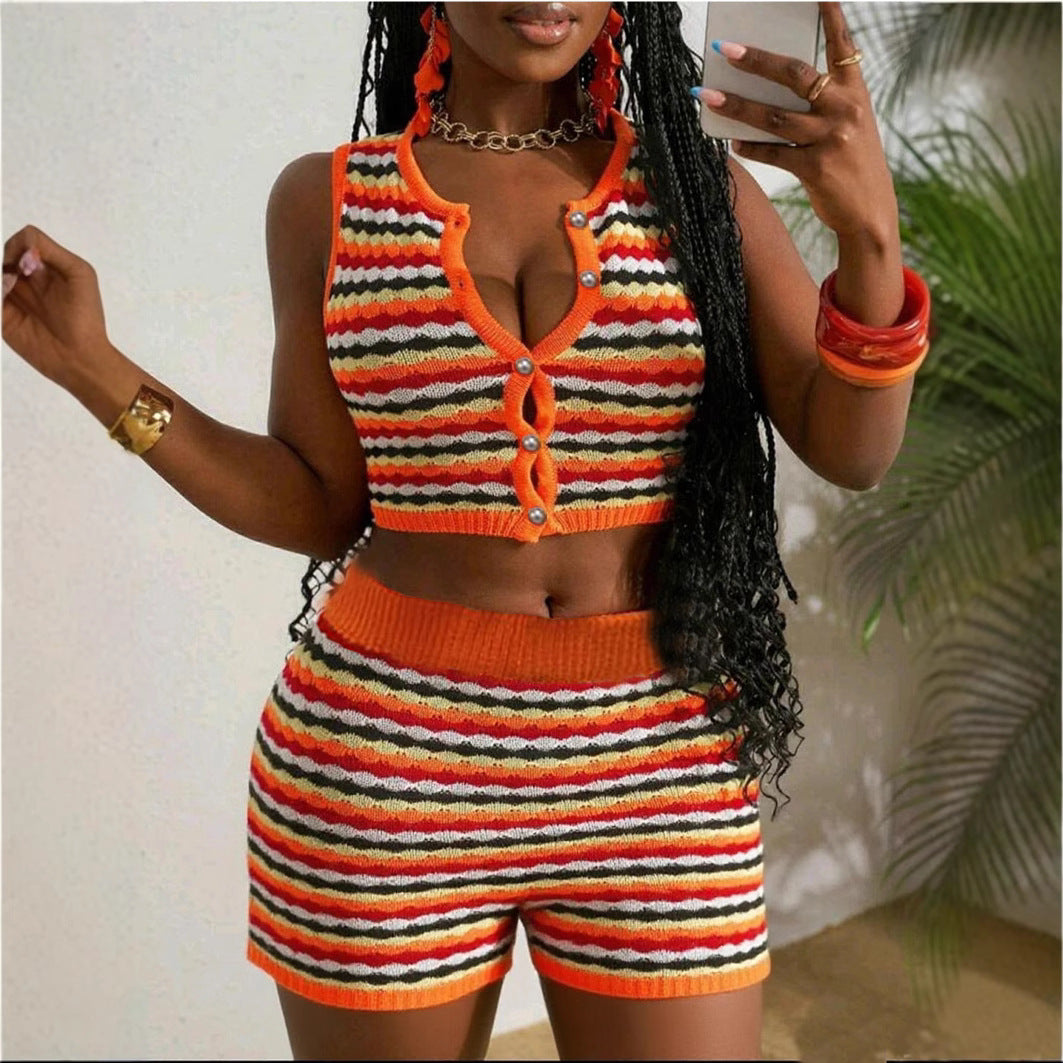 Knitted shorts suit